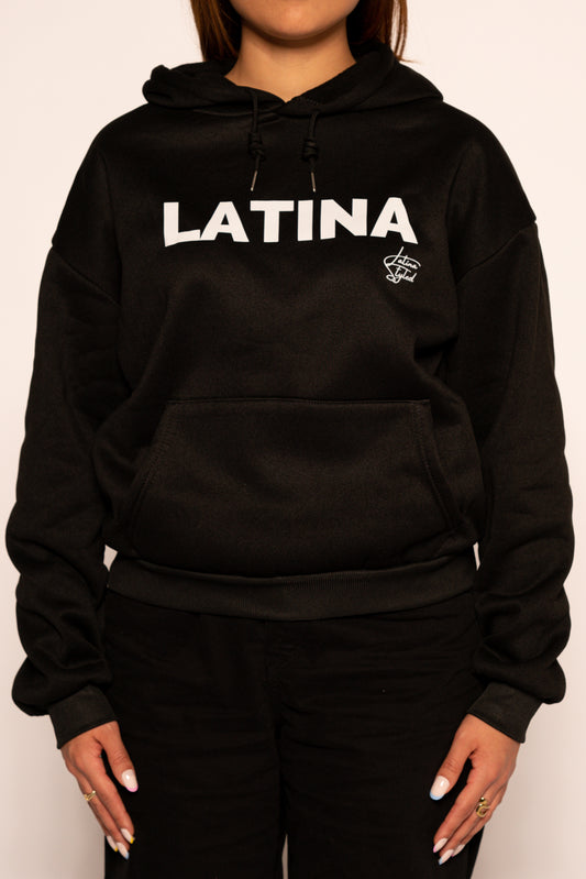 Latina Slogan Hoodie - Black